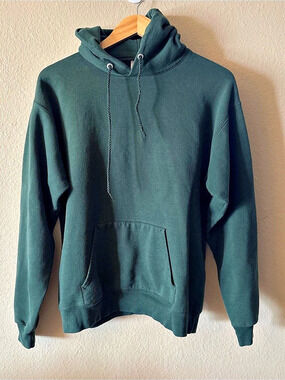 Hanes EcoSmart Green Pullover Hoodie Medium Fleece Sweatshirt Forest Green